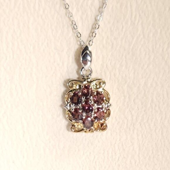Umba River Zircon 14k YG Pendant Necklace Italian Sterling Silver Chain - Picture 1 of 11